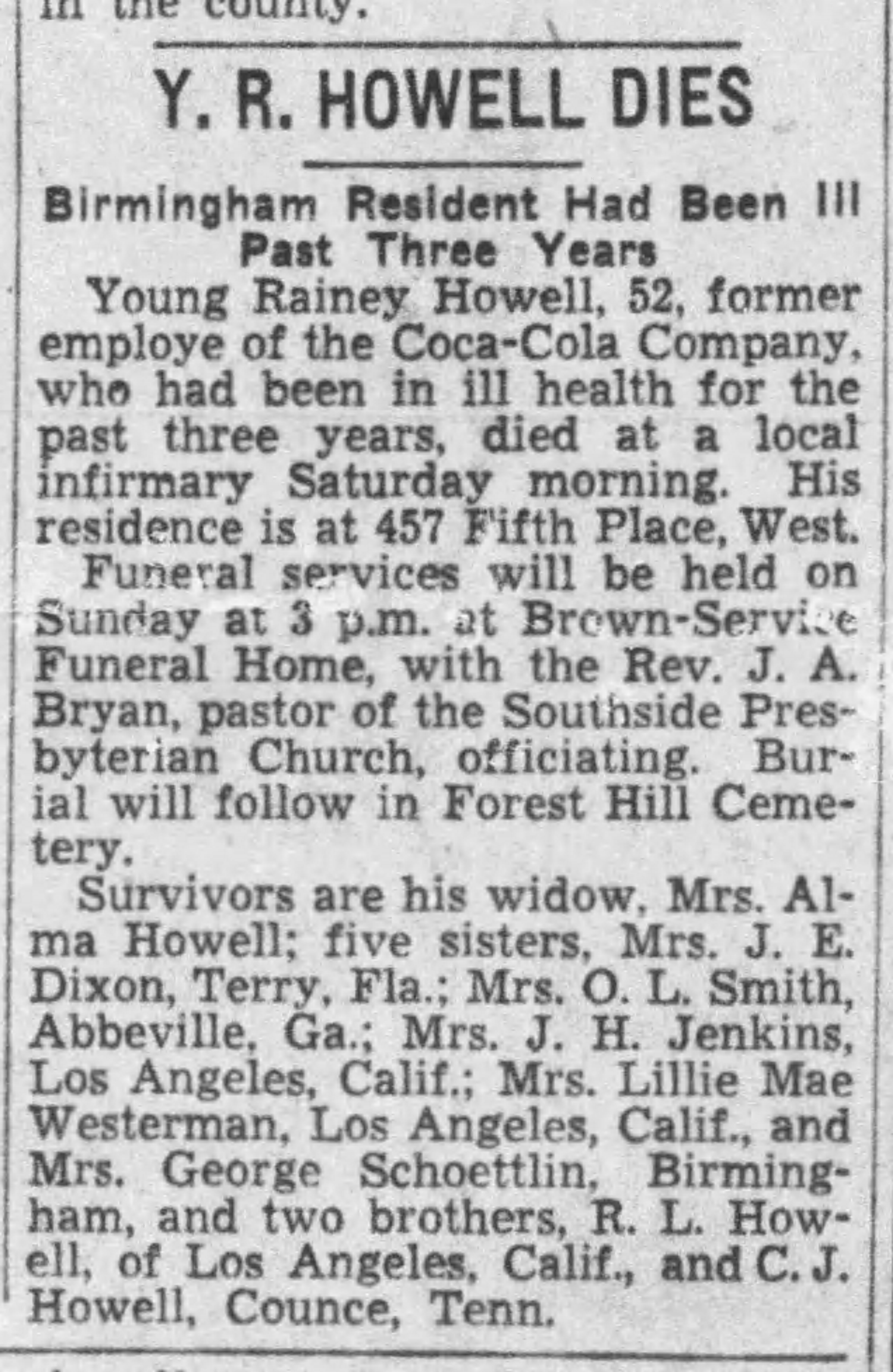 Y.R. Howell obituary